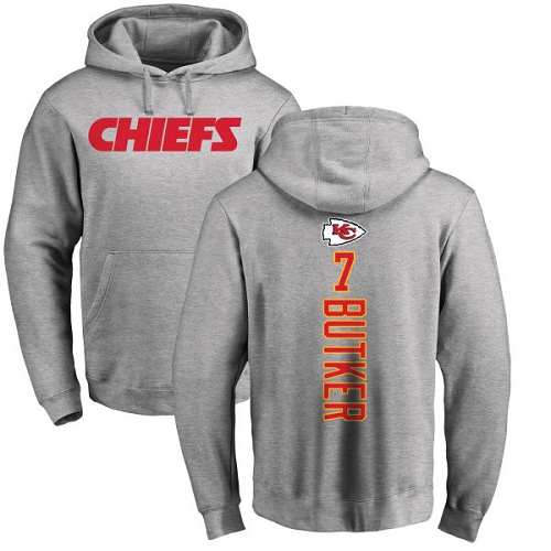 Men Kansas City Chiefs #7 Butker Harrison Ash Backer Pullover Hoodie